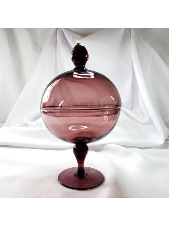 Other - VTG Amethyst Wine Purple Glass Empoli Apothecary Compote Pedestal Candy Dish